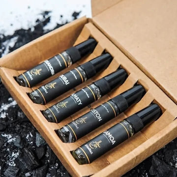 Obsidian Fragranza Tester Packs Collection featuring sample sized luxury perfumes