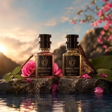 Obsidian Fragranza Women's Luxury Perfumes Collection banner featuring elegant extrait de parfum bottles